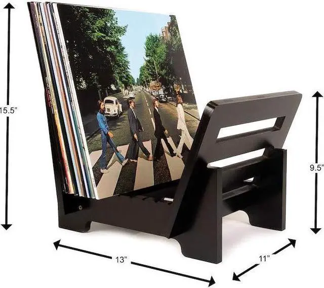 Alt view image 3 of 5 - ZonsWorld - Vinyl Record Holder Storage - Display Up to 50 Albums, Fits 7" and 12" Records or LPs - Music Record Storage and Organizer - Black Bamboo