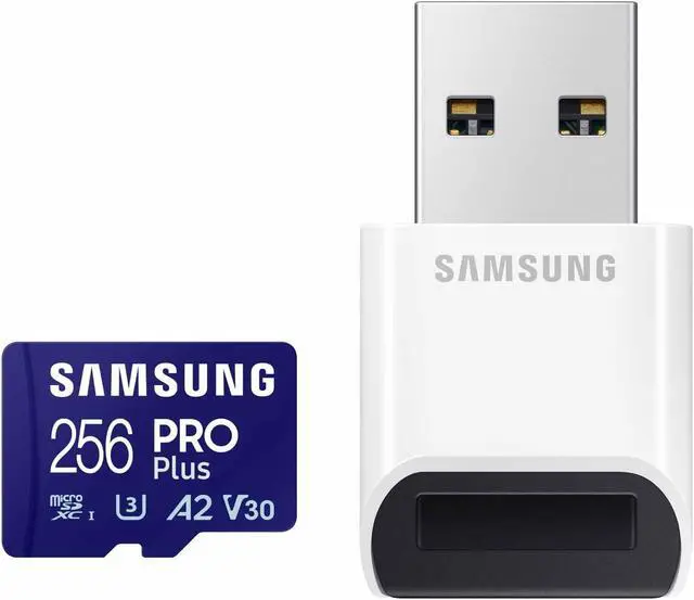 Main image of SAMSUNG PRO Plus microSD Memory Card + Reader, 256GB MicroSDXC, Up to 180 MB/s, Full HD & 4K UHD, UHS-I, C10, U3, V30, A2 for Android Phones, Tablets, GoPRO, DJI Drone, MB-MD256SB/AM, 2023