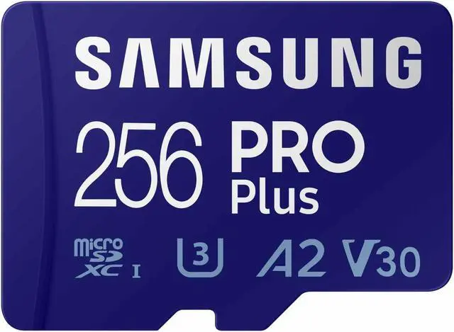 Alt view image 2 of 5 - SAMSUNG PRO Plus microSD Memory Card + Reader, 256GB MicroSDXC, Up to 180 MB/s, Full HD & 4K UHD, UHS-I, C10, U3, V30, A2 for Android Phones, Tablets, GoPRO, DJI Drone, MB-MD256SB/AM, 2023