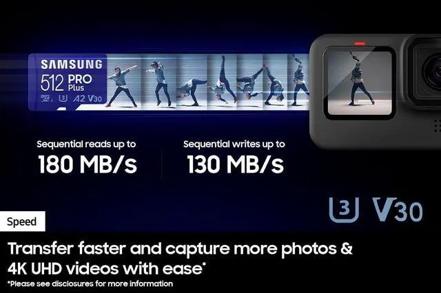 Alt view image 4 of 5 - SAMSUNG PRO Plus microSD Memory Card + Reader, 256GB MicroSDXC, Up to 180 MB/s, Full HD & 4K UHD, UHS-I, C10, U3, V30, A2 for Android Phones, Tablets, GoPRO, DJI Drone, MB-MD256SB/AM, 2023