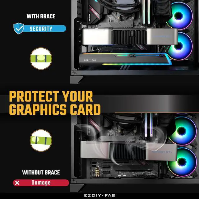 Alt view image 4 of 5 - EZDIY-FAB 5V ARGB GPU Holder Brace Graphics Card GPU Support Video Card Holder Bracket, Strenchable Structure, Video Card Sag Holder/Holster Bracket Support RX7990XTX, RTX4090, Black-341