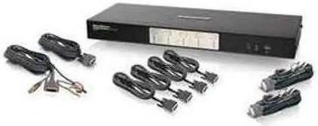 Main image of 4port Dvi Kvm Switch W/ Audio Usb 2.0 Hub & Cables Taa Compliant