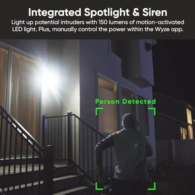 Alt view image 5 of 5 - WYZE 2K HDR Rechargeable Battery Outdoor/Indoor Security Camera, Color Night Vision, Integrated Spotlight & Siren, Wire Free, 2-Way Audio - Black, 1-Pack
