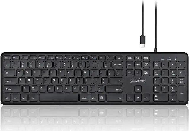 Main image of Perixx PERIBOARD-210C Wired Full-Size USB C Keyboard with Quiet Scissor Keys - Compatible with Mac, iPad, Windows, Chromebook, Tablets, Desktop, and Laptops - Black - US English (PB-210CBUS-11729)