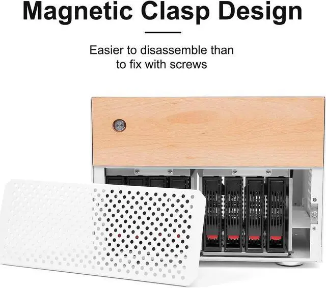 Alt view image 2 of 5 - AUDHEID 8-Bay NAS Chassis[2023 New], Computer Network Attached Storage, Support 8 * 3.5" HDD+2 * 2.5" SSD Tray, Compatible MATX/uATX/ITX, Personal Private Cloud(Diskless) (White)