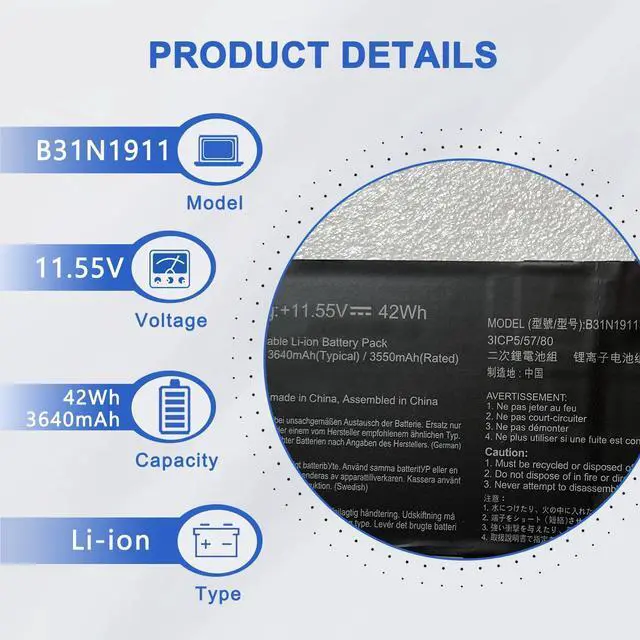 Alt view image 2 of 5 - JOTACT B31N1911 Battery Replacement for ASUS VivoBook Flip 14 TM420IA M413 M413DA TM420IA F413 K413 X413 Series Notebook C31N1911 0B200-03580000 0B200-03750000 B0B200-03580300 11.55V 42Wh