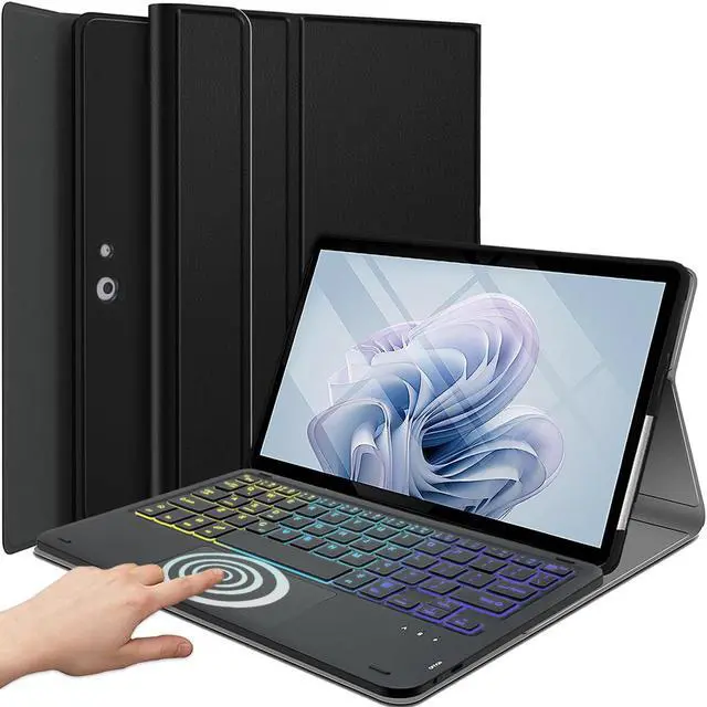 Main image of Backlit Touchpad Keyboard Case for Microsoft Surface Go 4 (2023) / Surface Go 3 (2021) / Surface Go 2 (2020) / Surface Go (2018), 3-Zone Rainbow Backlit Wireless Keyboard with Slim Stand Cover Case