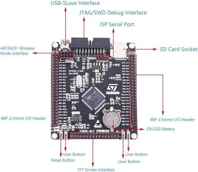 Alt view image 3 of 5 - STM32F407VET6 Development Board,STM32F4 32Bit DC 1.8V-3.6V M4 Learning Board Single-Chip Learning Module
