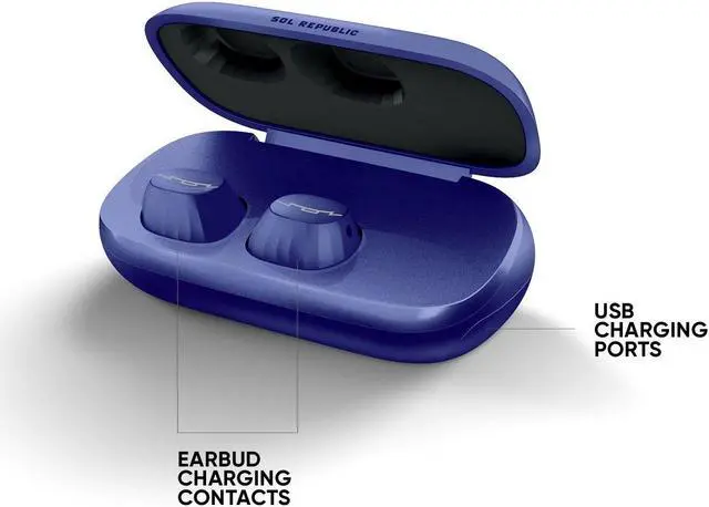 Alt view image 2 of 5 - SOL REPUBLIC Amps Air 2.0 Waterproof Wireless Bluetooth Earbuds, blue