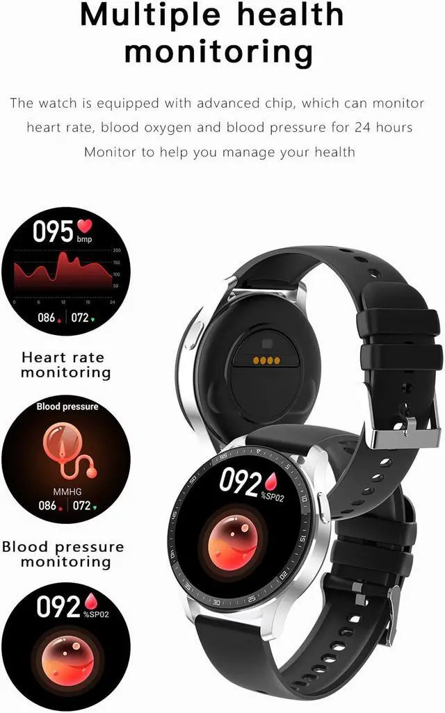Alt view image 3 of 5 - Smart Watch with Earbuds,2 in 1 Build-in TWS Wireless BT5.0 Earphone Fitness Sports Health Monitor Black
