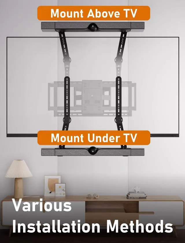 Alt view image 3 of 5 - KAMIWI Soundbar Mount Bracket,SoundBar Mounts Under TV or above TV,Soundbar TV Mount with 180deg Adjustable Extension Plates and L-Shaped Hooks,Sturdy Soundbar Mounting Holder Max Load 22 Lbs