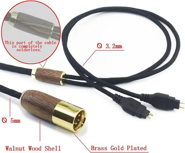 Alt view image 3 of 5 - NewFantasia 6.6ft 4-pin XLR Balanced cable Replacement Audio Upgrade Cable Compatible with Sennheiser HD650 HD58X HD600 HD580 HD660S, HD6XX Headphone 6N OCC Copper Silver Plated cord Walnut Wood Shell