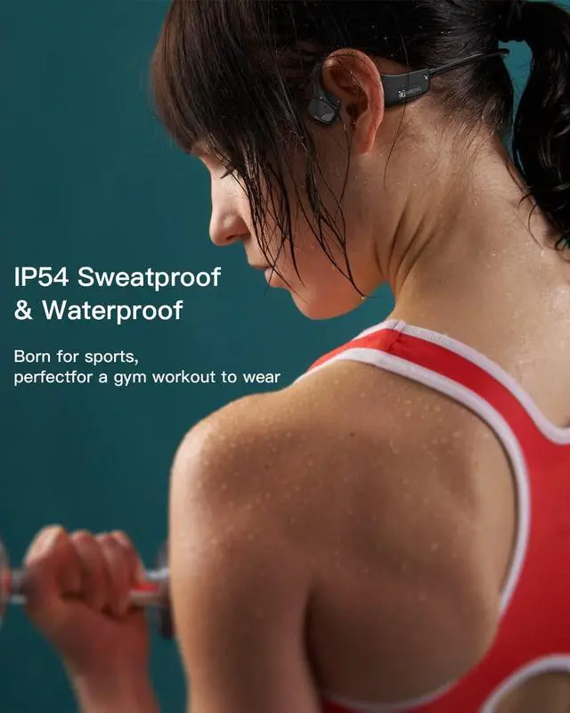 Alt view image 3 of 5 - Bone Conduction Headphones Bluetooth 5.0,Wireless Open Ear Headphones with Built-in Mic,Waterproof Earphones,Sweatproof Sports Headset for Running,Cycling,Hiking,Gym,Climbing & Driving(Black)