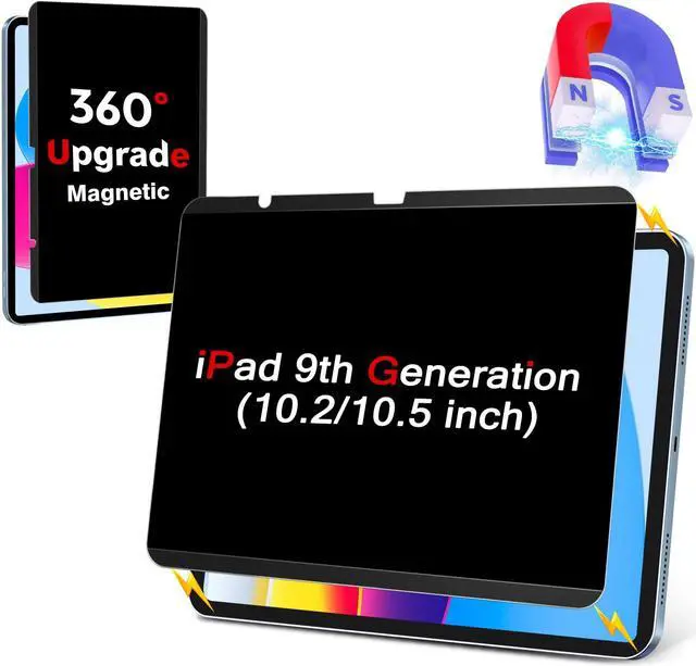 Main image of ZOEGAA iPad 9th Generation Privacy Screen Protector, Privacy Screen Protector for iPad 9th 8th 7th Generation (10.2/10.5 Inch, 2021/2019), Magnetic Removable & Reusable Anti Blue Light Glare Filter