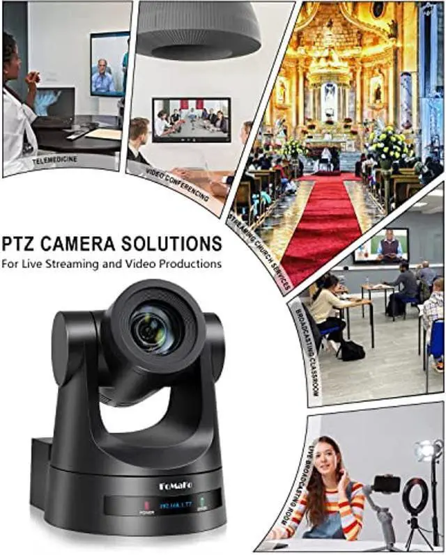 Alt view image 5 of 5 - FoMaKo PTZ Camera HDMI 20x Optical Zoom 3G-SDI IP Live Streaming Camera, True to Life Colors, PoE Supports, HDMI PTZ Camera for Church Services Worship Education vMix OBS Wirecast (Black)