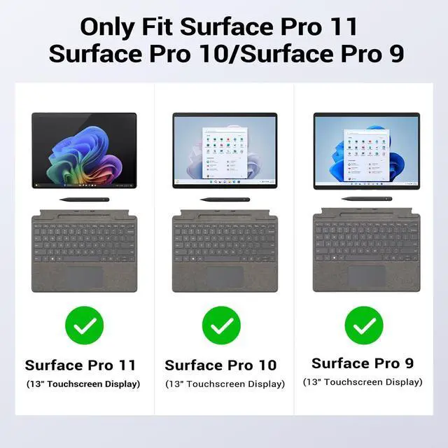 Alt view image 2 of 5 - MoKo Case Compatible with Microsoft Surface Pro 11, Surface Pro 10, Surface Pro 9 13 Inch, All-in-One Protective Rugged Cover with Hand Strap, Compatible with Type Cover Keyboard, Blue