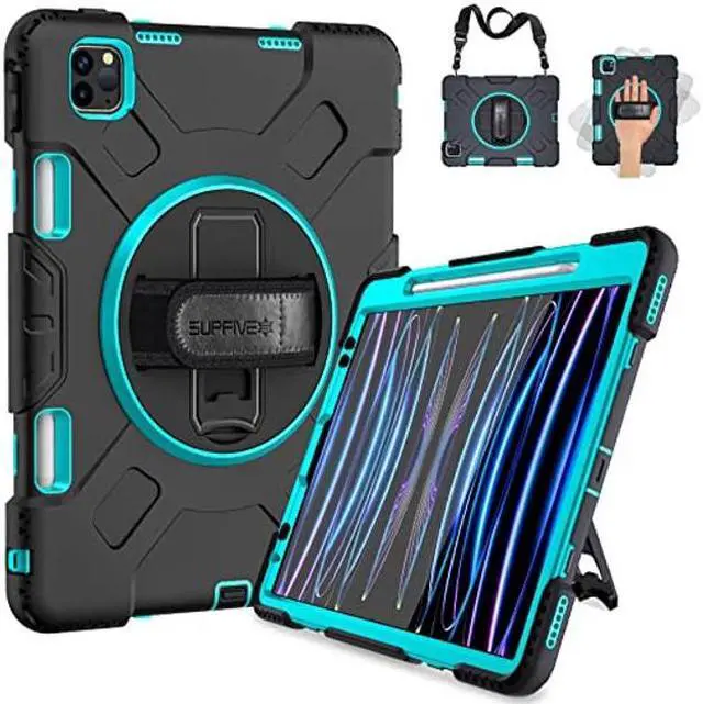 Main image of SUPFIVES Case for iPad Pro 11 inch (2022/2021/2020), Upgraded Military Grade Shockproof Protector iPad Pro 11 4th Gen Cover Pencil Holder+ Handle+ Shoulder Strap+ Rotating Kickstand, Mint Green