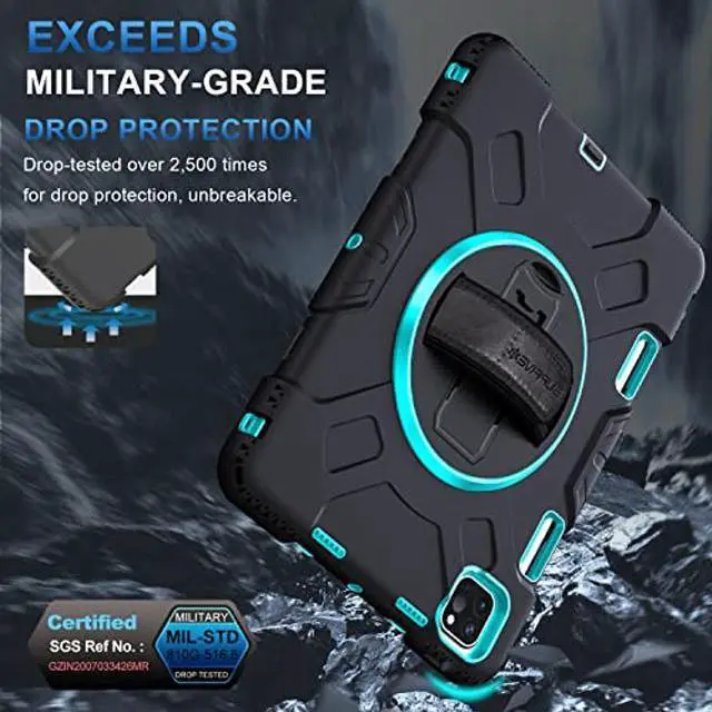 Alt view image 3 of 5 - SUPFIVES Case for iPad Pro 11 inch (2022/2021/2020), Upgraded Military Grade Shockproof Protector iPad Pro 11 4th Gen Cover Pencil Holder+ Handle+ Shoulder Strap+ Rotating Kickstand, Mint Green