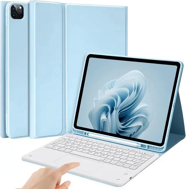 Main image of BQSS Keyboard Case for iPad Air 13 inch(M2) 2024 Case with Keyboard for iPad Pro 12.9 inch 6th Gen 2022/5th Gen Keyboard Cover Detachable Backlit Wireless Keyboard Case Pencil Holder (Light Blue)