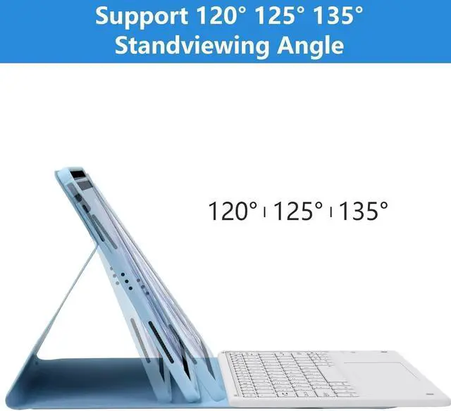 Alt view image 5 of 5 - BQSS Keyboard Case for iPad Air 13 inch(M2) 2024 Case with Keyboard for iPad Pro 12.9 inch 6th Gen 2022/5th Gen Keyboard Cover Detachable Backlit Wireless Keyboard Case Pencil Holder (Light Blue)