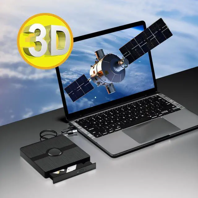 Alt view image 5 of 5 - External Blu Ray Drive, BD Player with Read/Write Capability Portable Blu-ray Player with USB 3.0 and Type-C CD/DVD Burner 3D Blu-ray Drive Compatible with Win10 and Mac OS,Drive Blu Ray Player for PC