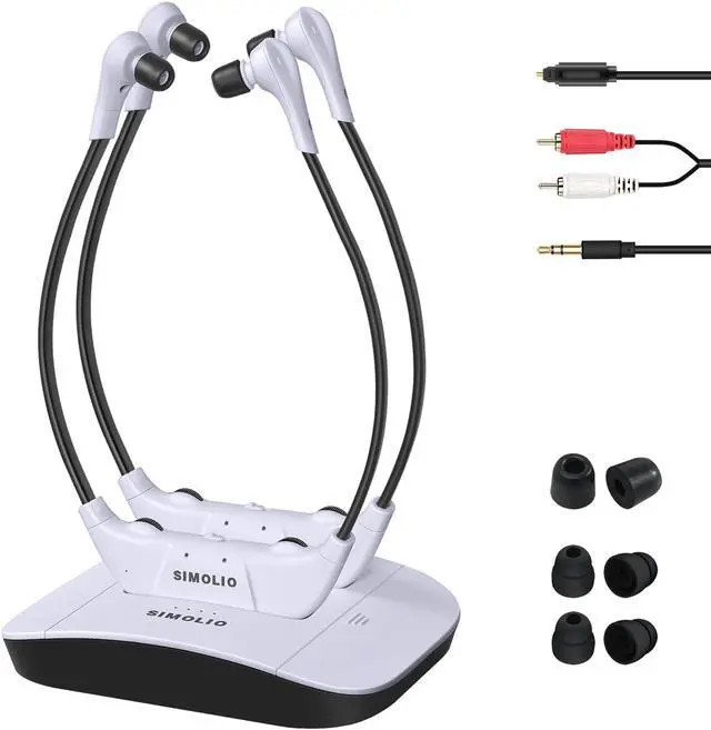 Main image of SIMOLIO Dual Wireless Headphones for TV Watching with Spare Battery for Seniors and The Elderly, Tone and Balance Control, Ambient Sound Listener, 164 ft Work Range, No Audio Delay, SM-824D2
