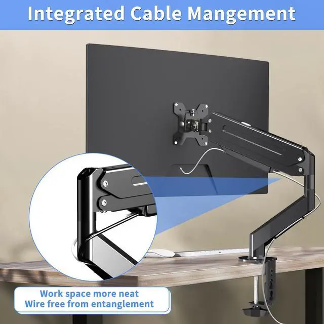 Alt view image 5 of 5 - Suptek Single Monitor Mount,Adjustable Gas Spring Monitor Arm Desk Mount Monitor Stand Fits 17 20 22 23 24 26 27 32 33 inch Monitors,Holds up to 22 lbs, Black(MD18)