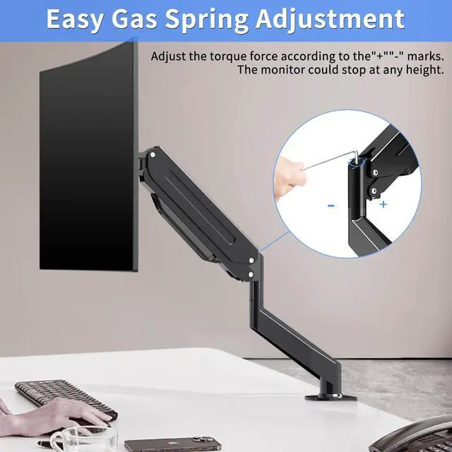 Alt view image 4 of 5 - Suptek Single Monitor Mount,Adjustable Gas Spring Monitor Arm Desk Mount Monitor Stand Fits 17 20 22 23 24 26 27 32 33 inch Monitors,Holds up to 22 lbs, Black(MD18)