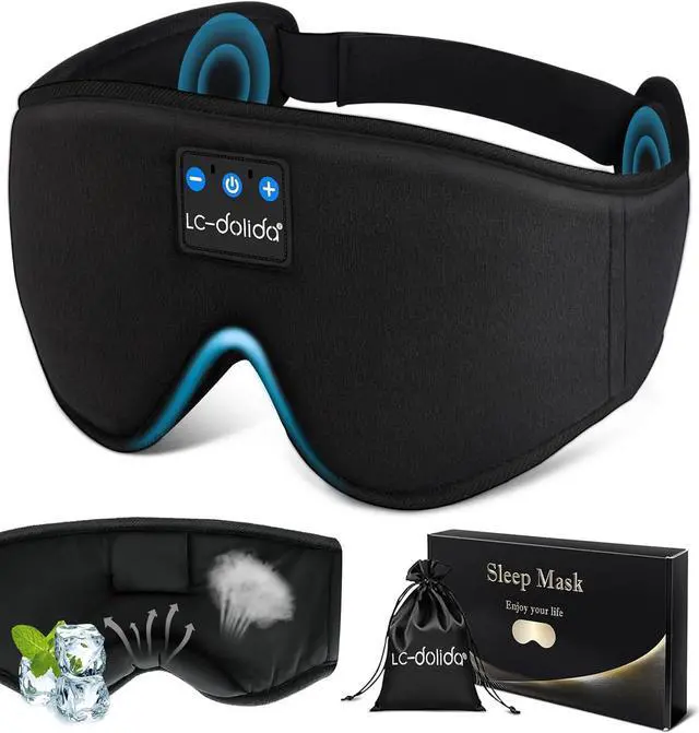 Main image of LC-dolida Sleep Mask with Bluetooth Headphones, Sleep Headphones Bluetooth Sleep Mask Eye Mask Pressure Relief Night Sleeping Headphones for Side Sleepers Best Gift and Travel Essential