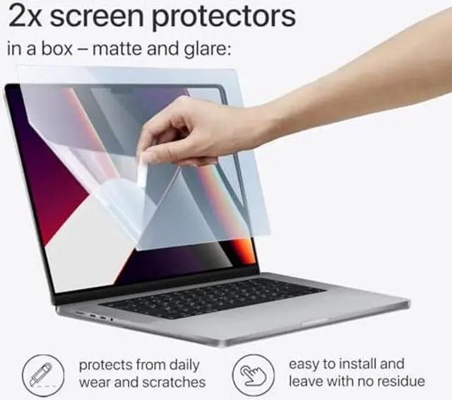 Alt view image 4 of 5 - homy Full Protection Kit for New MacBook Pro 16.2 inch Film 2021-2023: 2X Premium Matte Screen Protector, Ultra-Thin Keyboard Cover, Dust Plugs, Webcam Slide Cover, for A2485 A2780 M1 M2 Pro, Max