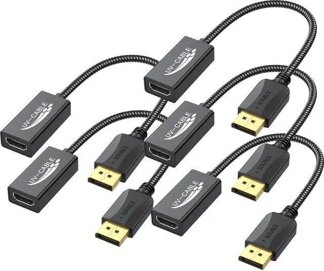 Main image of DisplayPort to HDMI Adapter 4K, 5-Pack, Display Port DP to HDMI Adapter Cable Male to Female Compatible with Computer, Monitor, TV, Projector (5, Black)