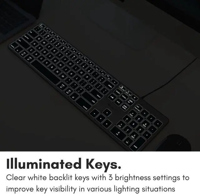 Alt view image 5 of 5 - Macally Wired Keyboard for Mac with USB Hub (2X USB-A / 1x USB-C) - Compatible Backlit Apple Keyboard with Dual Interface - Auto OS Detection for Mac, MacBook Pro/Air, iMac, PC, Android, iPad, iOS