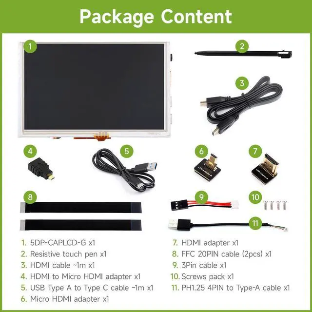 Alt view image 2 of 5 - Waveshare 5inch High-Brightness Touch Screen, Compatible with Raspberry Pi 5/4B/3B/Zero/Zero W/Zero 2W/Pico/Pico W/Pico WH, Supports Windows 11/10/8.1/8/7 & Jetson Nano, Narrow-Bezel Resistive Touch