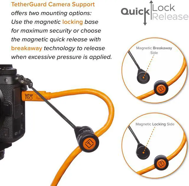 Alt view image 4 of 4 - Starter Tethering Kit w/USB-C to USB-C 15' (4.6m) Straight to Straight, High-Visibility Orange, TetherGuard, TechManager Bag by Tether Tools