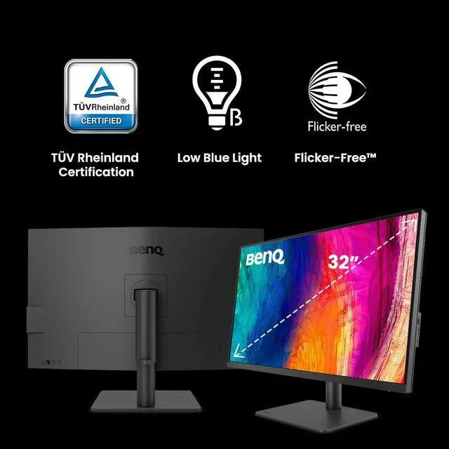 Alt view image 2 of 5 - BenQ PD3205U Mac-Ready Monitor 32" 4K UHD | 99% Rec.709 & sRGB | IPS | DeltaE <=3 | ICC Sync | Calibration Report | AQCOLOR | Uniformity | HotKey Puck | Ergonomic | DisplayPort | USB-C (65W) | USB Hub