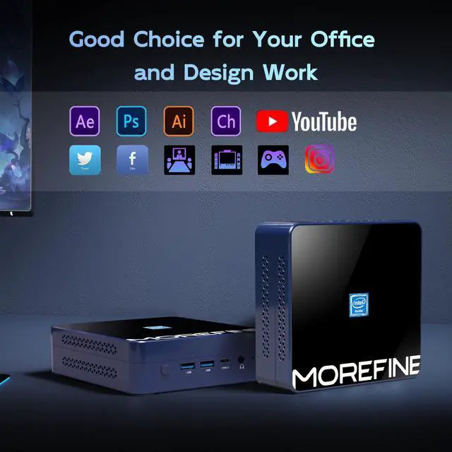 Alt view image 5 of 5 - MOREFINE M9S Mini PC Compatible with Windows 11 Pro 12th Gen AlderLake N305(Up to 3.8GHz) Office PC 16GB DDR5 RAM 256GB M.2 NVME SSD Mini Desktop Computers Support Triple Display/WiFi6/BT5.2