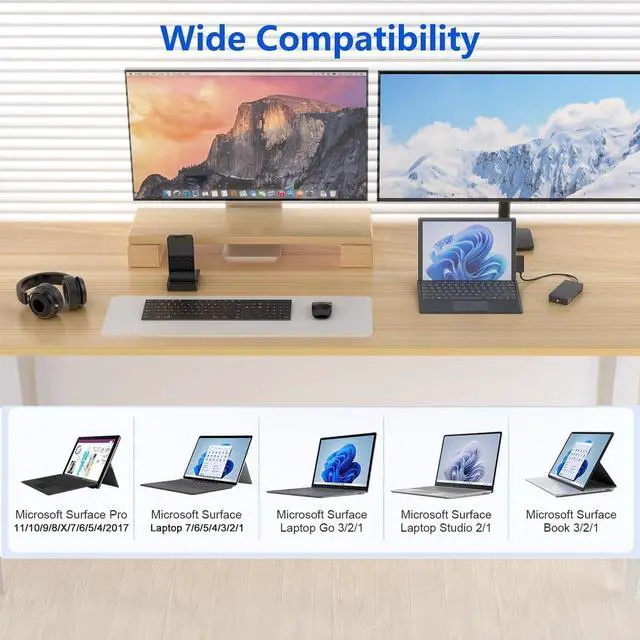 Alt view image 5 of 5 - Microsoft Surface Dock HDMI+VGA with Power Adapter, 11 in 1 Surface Docking Station for Microsoft Surface Pro 11/10/9/8/X/7/6/5/4/3, Surface Laptop 7/6/5/4/3/2/1,Surface Laptop Go 3/2/1,Book 3/2/1