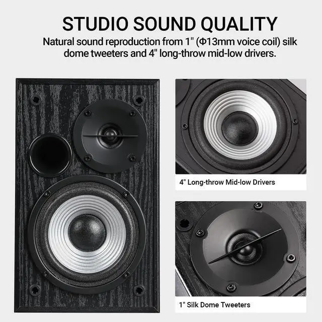 Alt view image 3 of 5 - Edifier R990BT Bluetooth Computer Speakers - 2.0 Active Bookshelf Speaker - Powered Studio Monitor for PC Smartphone Tablet - MDF Enclosure - 24W RMS (Pair)
