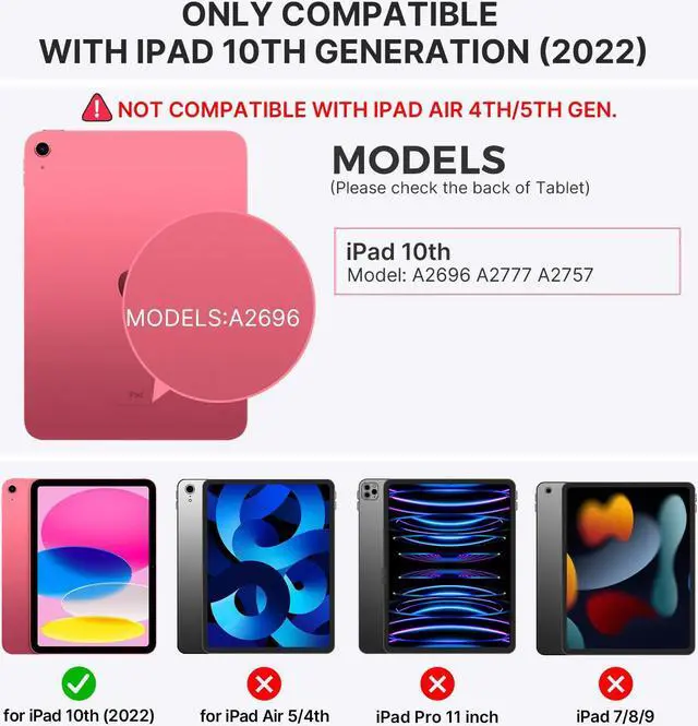 Alt view image 2 of 5 - typecase Edge Keyboard for iPad 10th Generation (10.9", 2022) - 10 Colors Backlit, Thin, Multi-Touch Trackpad, BT, Magnetic Clasp Keyboard Case for iPad 10th Gen 10.9 - Pink