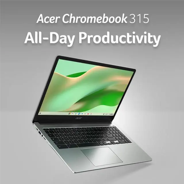 Alt view image 2 of 5 - Acer Chromebook 315 Laptop | Intel Celeron N4500 | 15.6" Full HD IPS Display | Intel UHD Graphics | 4GB LPDDR4X | 64GB eMMC | Intel Wi-Fi 6 | DTS Audio | USB Type-C | Chrome OS | CB315-4H-C8XU,Silver