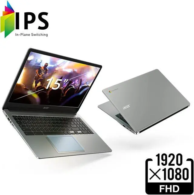 Alt view image 3 of 5 - Acer Chromebook 315 Laptop | Intel Celeron N4500 | 15.6" Full HD IPS Display | Intel UHD Graphics | 4GB LPDDR4X | 64GB eMMC | Intel Wi-Fi 6 | DTS Audio | USB Type-C | Chrome OS | CB315-4H-C8XU,Silver