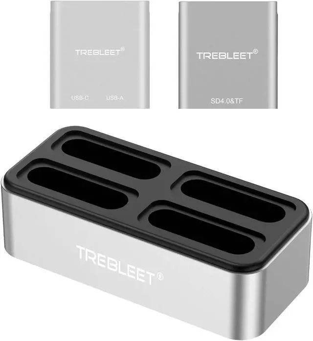 Main image of TREBLEET Workflow Station with USB-C SD 4.0 Card Reader and USB C to USB A & USB C Hub, Professional Card Reader HUB DIY Edition, Modular 4-Bay Reader Docking Station, USB3.2 Gen1 10Gbps