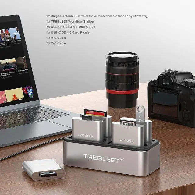 Alt view image 4 of 5 - TREBLEET Workflow Station with USB-C SD 4.0 Card Reader and USB C to USB A & USB C Hub, Professional Card Reader HUB DIY Edition, Modular 4-Bay Reader Docking Station, USB3.2 Gen1 10Gbps