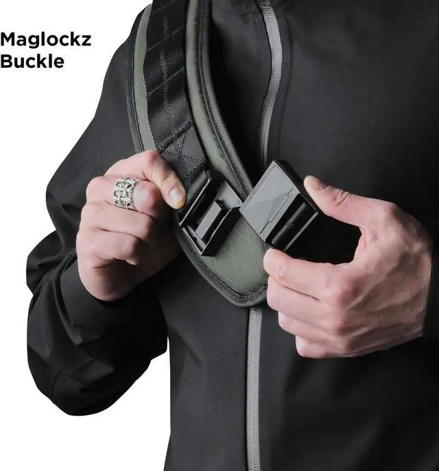 Alt view image 5 of 5 - ALPAKA Bravo Sling Max V2, X-Pac(r) RFID Blocking Sling Bag with Maglockz Buckle, Crossbody Bags with External USB Charging Port, Weatherproof Fabric Men's Travel Bag fits 14 MacBook,Dark Green