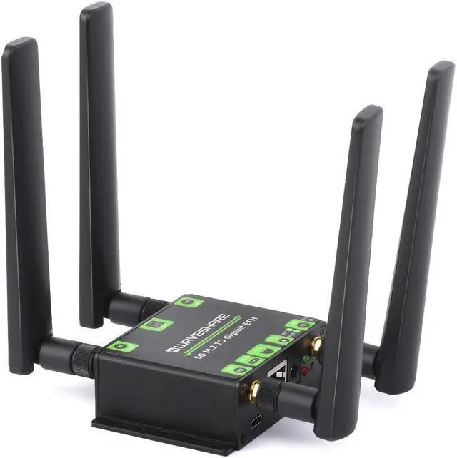 Main image of Waveshare RM520N-GL 5G M.2 to Gigabit Ethernet Converter, 5G M.2 to USB3.1, Aluminum Alloy Case, Wall-Mount Support, Quad Antennas, Onboard M.2 Key B Interface, USB3.1 Port