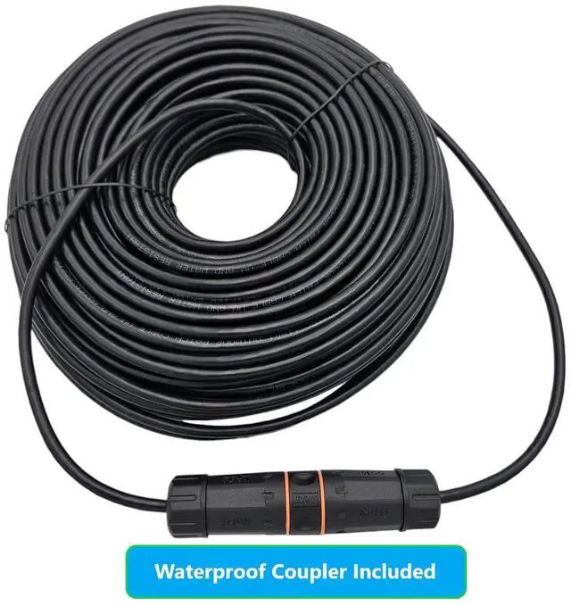 Alt view image 2 of 5 - Micro Connectors 100 Feet CAT6A Industrial Outdoor-Rated Shielded Ethernet Black-Cable Kit with Waterproof Coupler (E09-100BOU-KT)