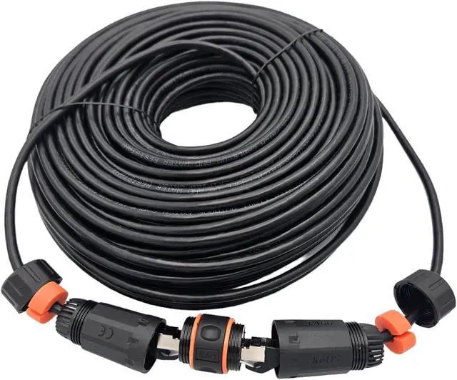 Alt view image 3 of 5 - Micro Connectors 100 Feet CAT6A Industrial Outdoor-Rated Shielded Ethernet Black-Cable Kit with Waterproof Coupler (E09-100BOU-KT)