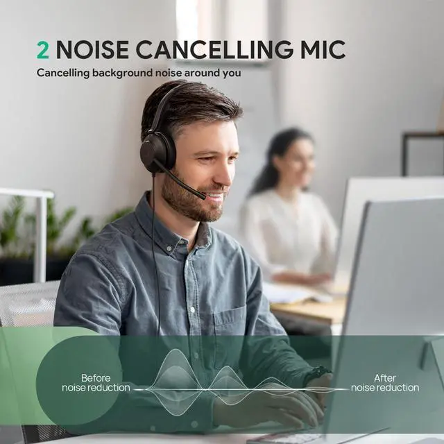 Alt view image 3 of 5 - Yealink UH35 USB Headset with Microphone,Mono Wired Headset with Noise Cancelling Mic,Computer Headset Teams Certified,for Home Office Online Meeting Call Center, All Day Comfort