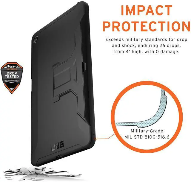 Alt view image 3 of 5 - URBAN ARMOR GEAR UAG LG G Pad 5 10.1, Tablet Case with Built-in Kickstand, Scout Feather-Light Rugged [Black] Military Drop Tested Case
