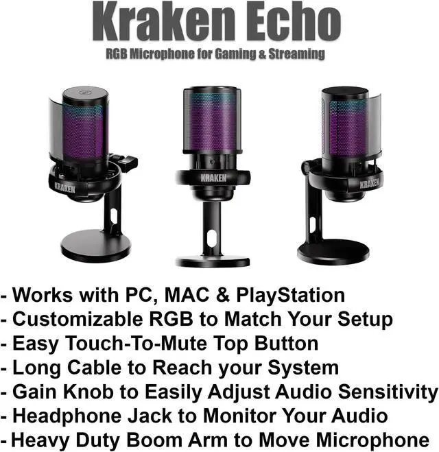 Alt view image 4 of 4 - Kraken XXL Drip Blue & White Mouse Pad Gaming Mousepad + Kraken Echo RGB Gaming Microphone
